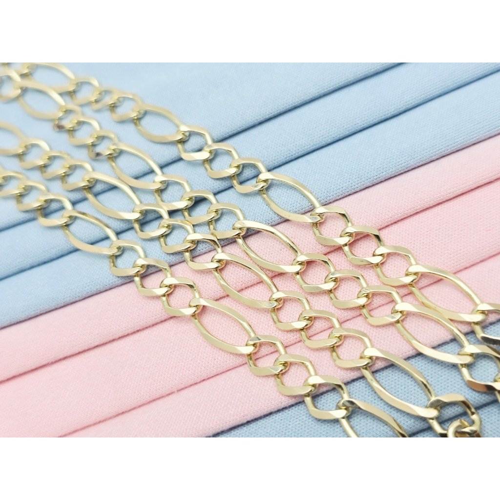 Unique 10k Solid Yellow Gold Designer Figaro Link Chain Necklace  2425 Length